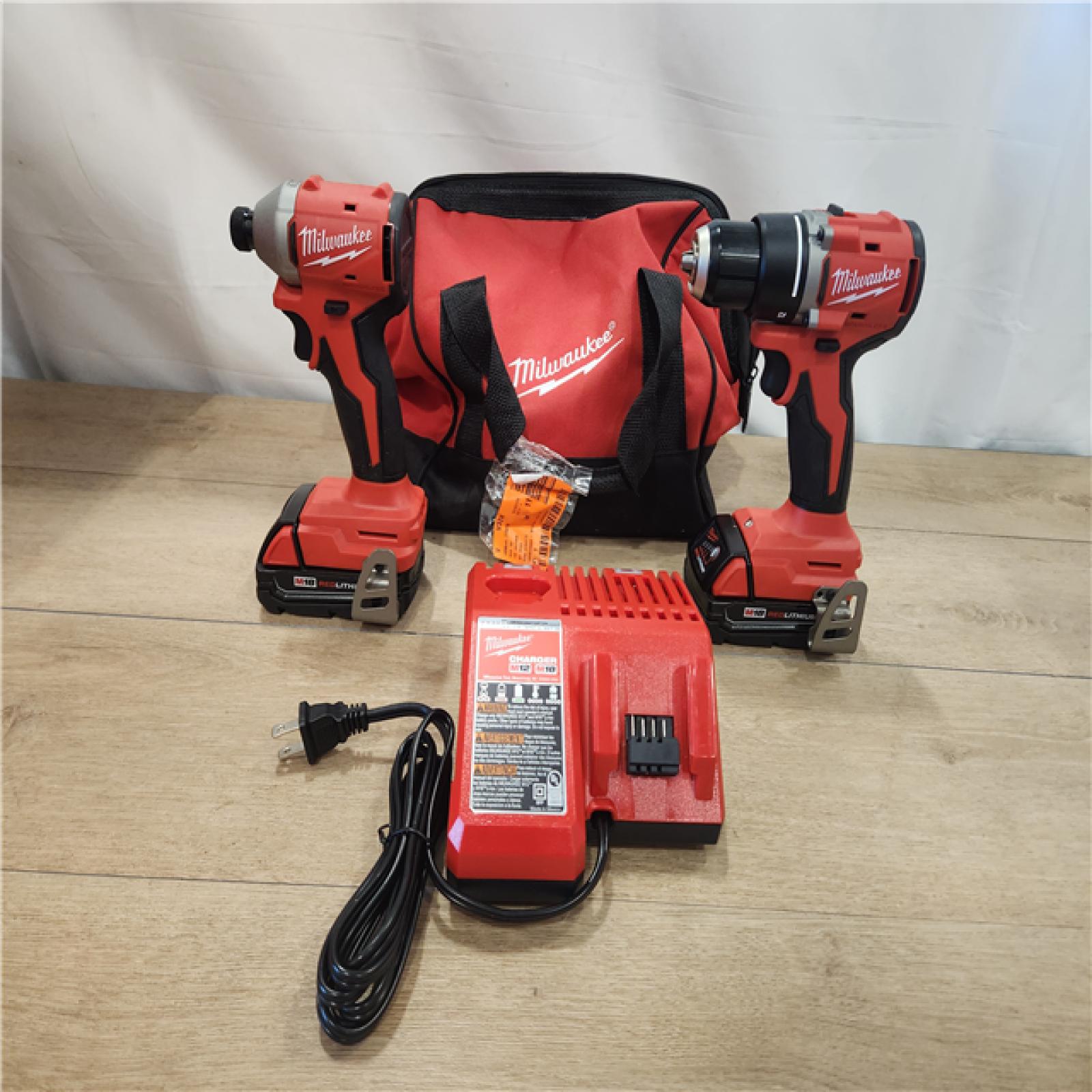 AS-IS- Milwaukee 18V Lithium-Ion Brushless Cordless Compact Drill/Impact Combo Kit