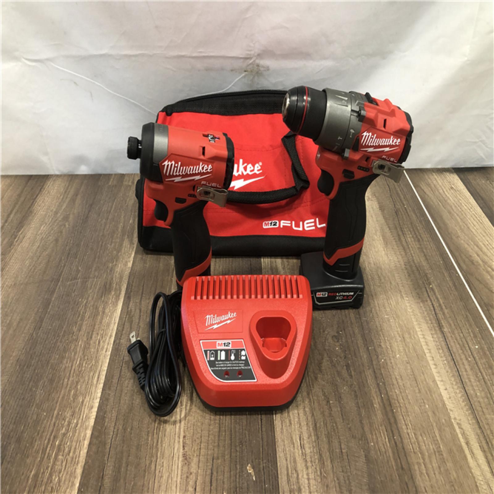 AS-IS Milwaukee FUEL 12-Volt Lithium-Ion Brushless Cordless Hammer Drill and Impact Driver Combo Kit