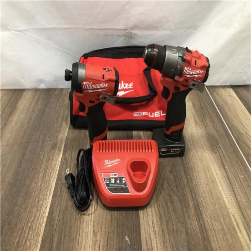 AS-IS Milwaukee FUEL 12-Volt Lithium-Ion Brushless Cordless Hammer Drill and Impact Driver Combo Kit