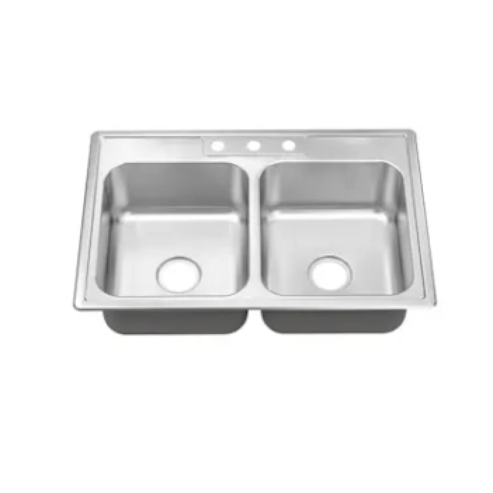 DALLAS LOCATION -Seasons 33 In. Drop-In Double Bowl Stainless Steel Kitchen Sink PALLET- (14 UNITS)