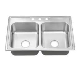 DALLAS LOCATION -Seasons 33 In. Drop-In Double Bowl Stainless Steel Kitchen Sink PALLET- (14 UNITS)