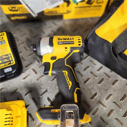 Houston location- AS-IS DEWALT ATOMIC 20V MAX* Brushless Cordless Compact 1/4 in. Impact Driver Kit