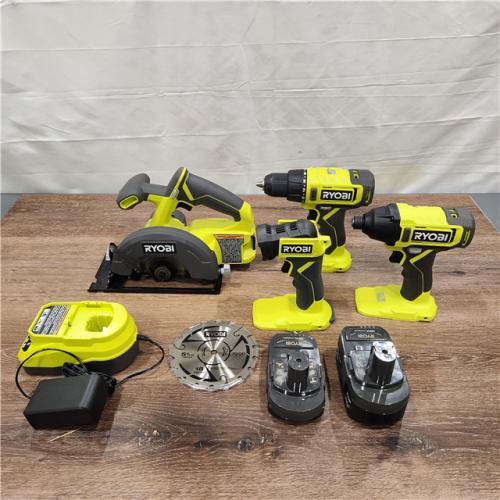 AS-IS RYOBI ONE+ 18V Cordless 4-Tool Combo Kit with 1.5 Ah Battery, 4.0 Ah Battery, and Charger
