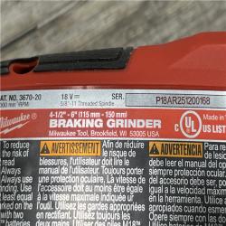 AS-IS Milwaukee FUEL 18-Volt Lithium-Ion Brushless Cordless 4-1/2 in./6 in. Braking Grinder with Paddle Switch (Tool-Only)