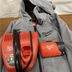 AS-IS Milwaukee Women's Medium M12 12-Volt Lithium-Ion Cordless Gray Heated Jacket Hoodie Kit