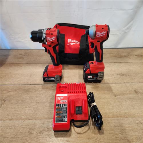 AS-IS- Milwaukee 18-Volt Lithium-Ion Brushless Cordless Compact Hammer Drill/Impact Combo Kit