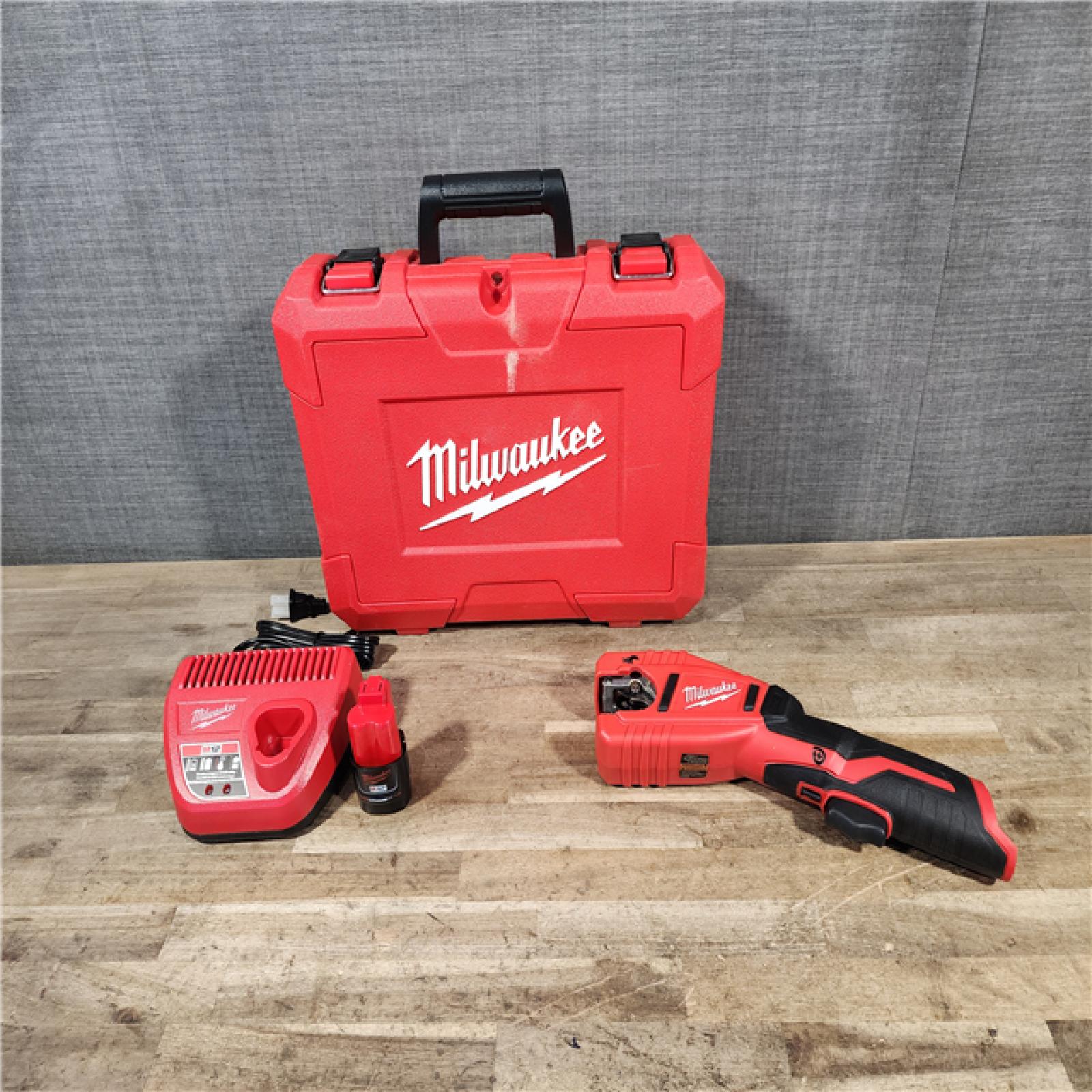 HOUSTON LOCATION - AS-IS Milwaukee M12 12-Volt Lithium-Ion Cordless Copper Tubing Cutter Kit with 1.5 Ah Battery  Charger and Hard Case