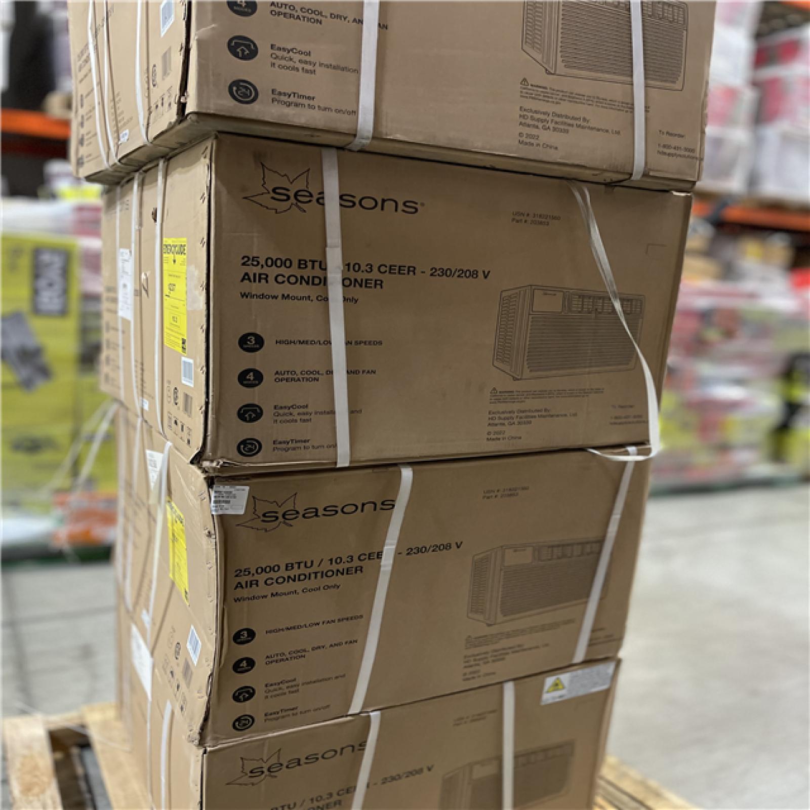 DALLAS LOCATION- Seasons 25 000 BTU 10.3 CEER 230/208 V Window Cool-Only Air Conditioner Pallet (4 UNITS)