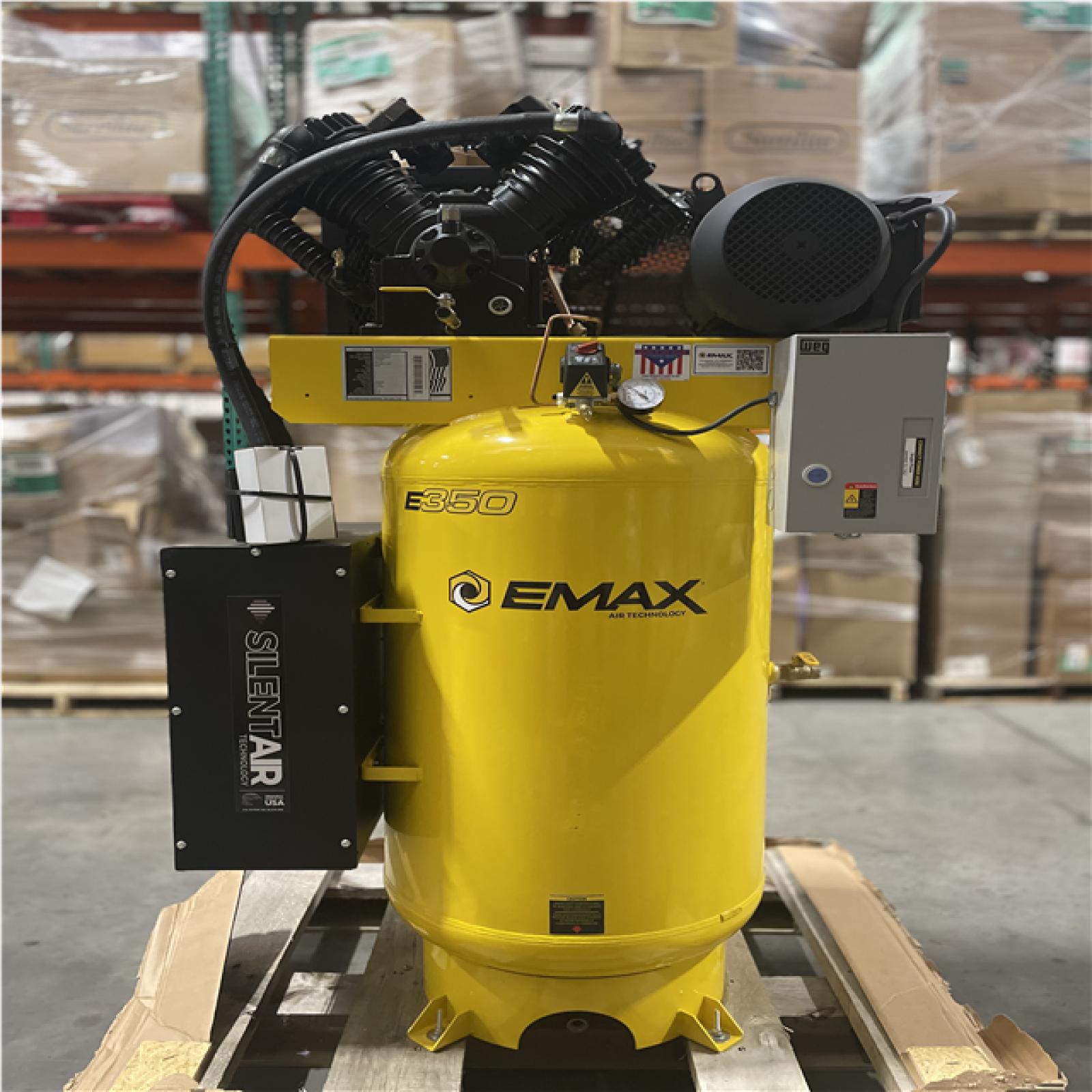 DALLAS LOCATION- AS-IS EMAX Hover Image to Zoom 80 Gal. 7.5 HP 26 CFM 1-Phase 175 PSI Silent Air Electric Air Compressor with Isolator Pads and Auto Drain
