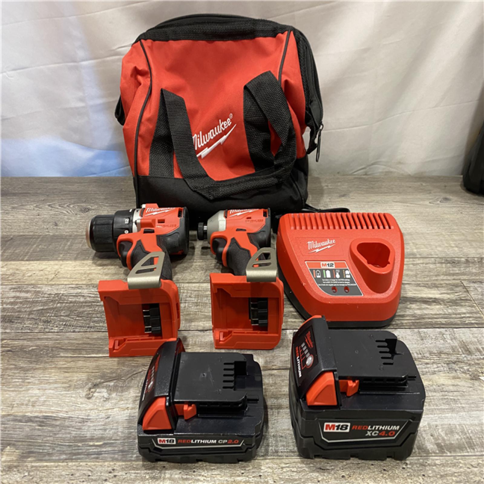 AS-IS Milwaukee 18-Volt Lithium-Ion Brushless Cordless Compact Hammer Drill/Impact Combo Kit