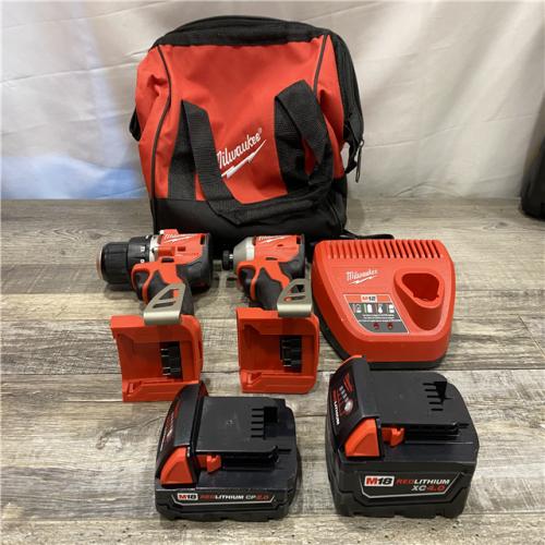 AS-IS Milwaukee 18-Volt Lithium-Ion Brushless Cordless Compact Hammer Drill/Impact Combo Kit