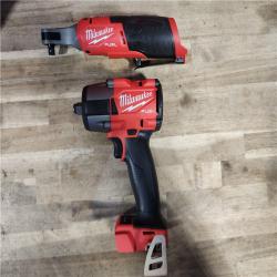 HOUSTON LOCATION - AS-IS (APPEARS LIKE NEW) M18 FUEL 18V Cordless Mid Torque 1/2 in. Impact Wrench W/ M12 FUEL 3/8 in. Ratchet & Battery/Charger Combo Kit