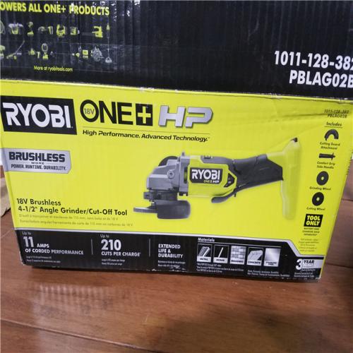 CALIFORNIA AS-IS RYOBI ONE+HP 18V BRUSHLESS 4-1/2 ANGLE GRINDER/CUT-OFF (TOOL ONLY)