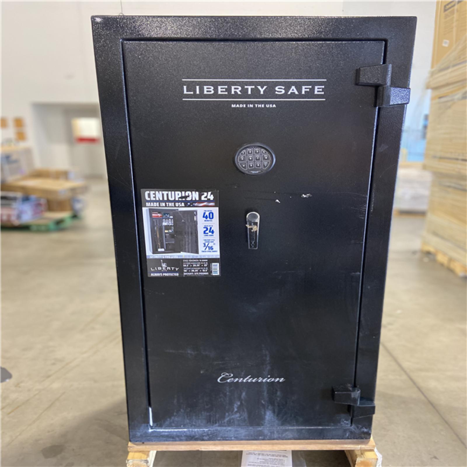 DALLAS LOCATION - LIBERTY SAFE Centurion 24-Gun 40-min fire rating EMP E-Lock, 59.25 in H x 28.25 in W x 20 in. L, Black Gun Safe