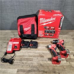 HOUSTON LOCATION - AS-IS Milwaukee M18 18V Lithium-Ion Brushless Cordless Compact Drill/Impact Combo Kit (2-Tool) W/(2) 2.0 Ah Batteries  Charger & Bag