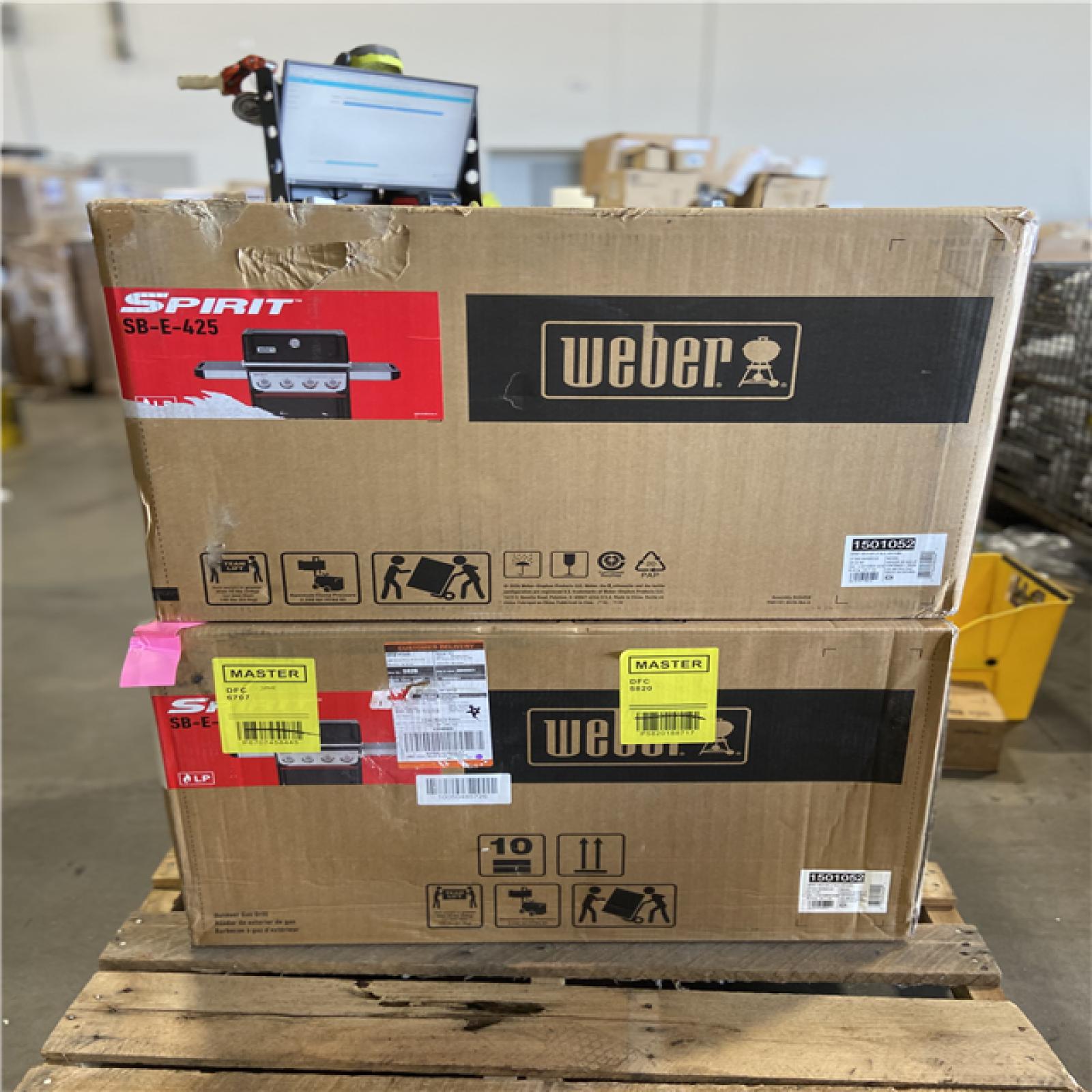 DALLAS LOCATION - Weber Spirit SB-E-425 4-Burner Liquid Propane Gas Grill in Black with Sear Zone and Weber Works Compatibility (2 UNITS)
