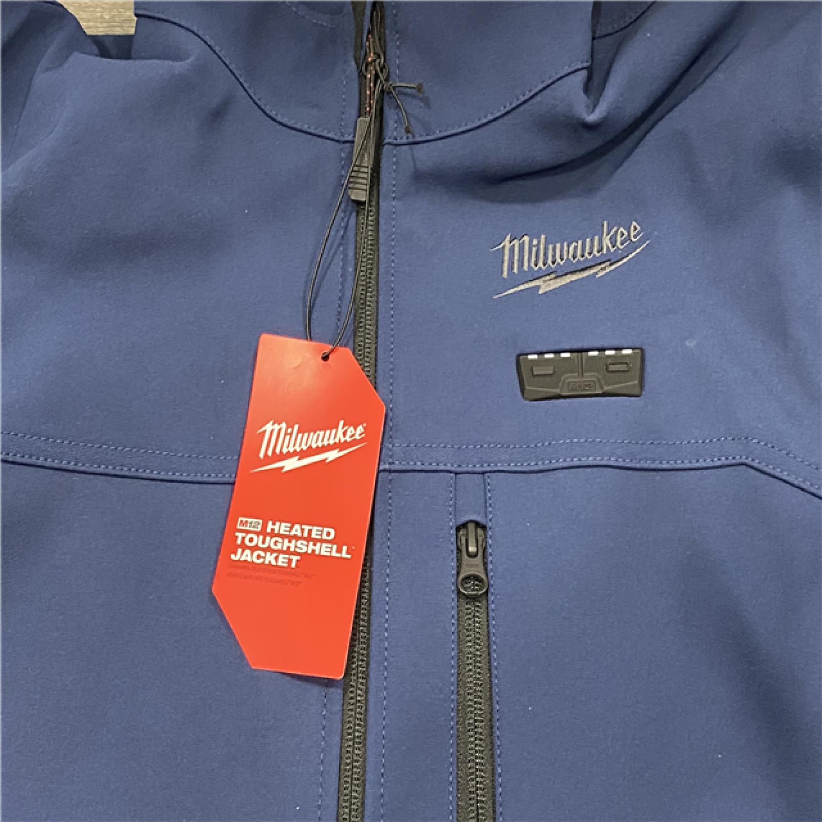AS-IS Milwaukee Men's Medium 12V Lithium-Ion Cordless TOUGHSHELL Blue Heated Jacket Kit