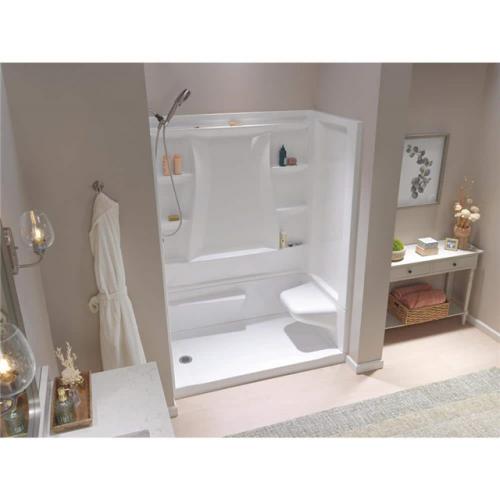 Phoenix Delta Classic 500 3-Piece Direct-to-Stud Alcove Shower Wall Surround in High Gloss White Complete Set (Walls  Base and Shower Seat)