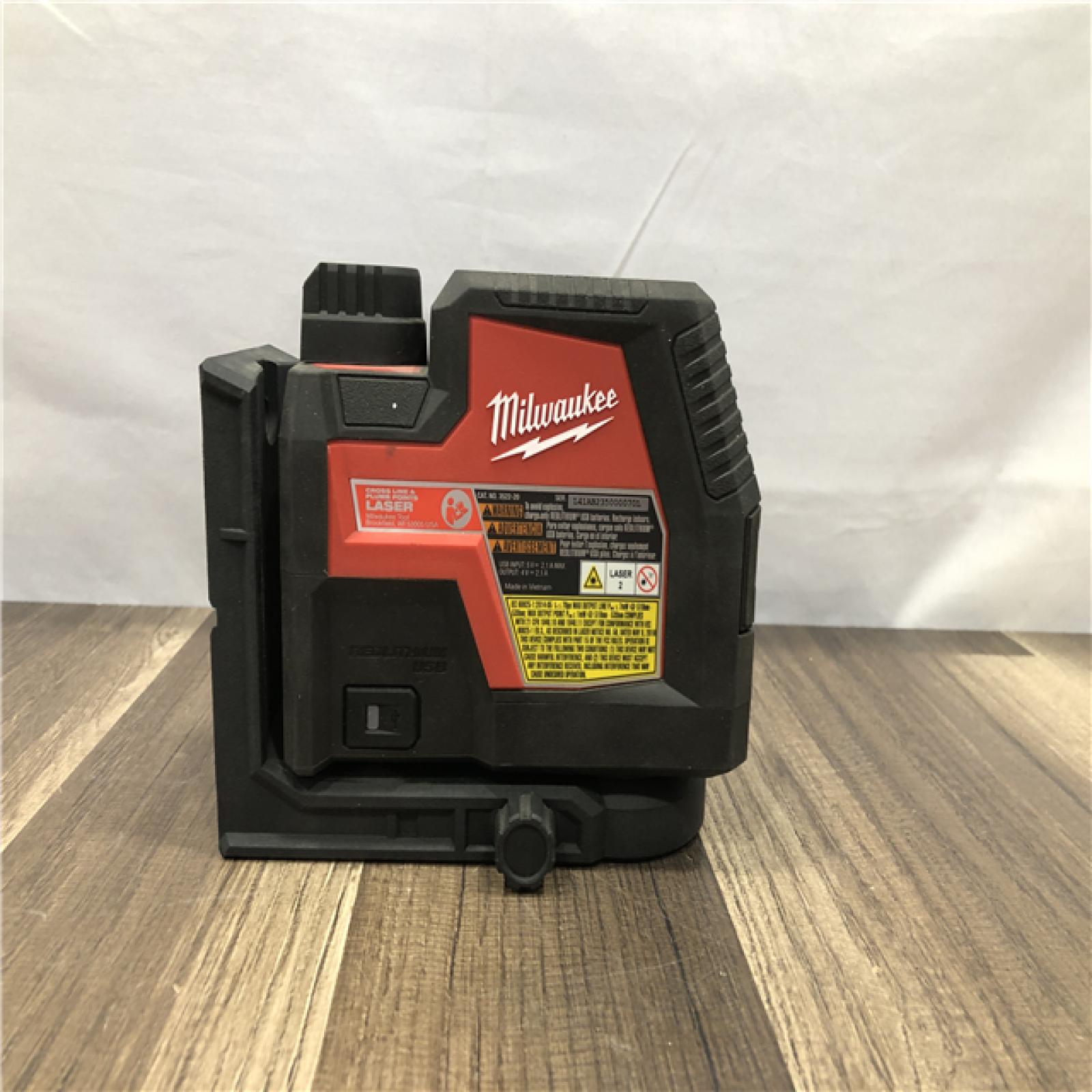 AS-IS Milwaukee Green 100 ft. Cross Line and Plumb Points Rechargeable Laser Level with