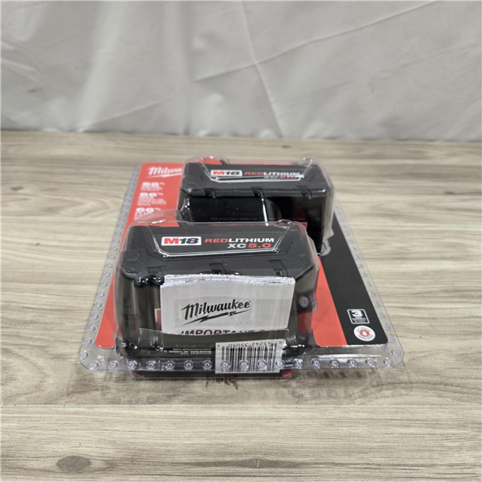 NEW! -  Milwaukee M18 18V XC Extended Capacity 5.0 Ah Battery Pack (2-Pack)