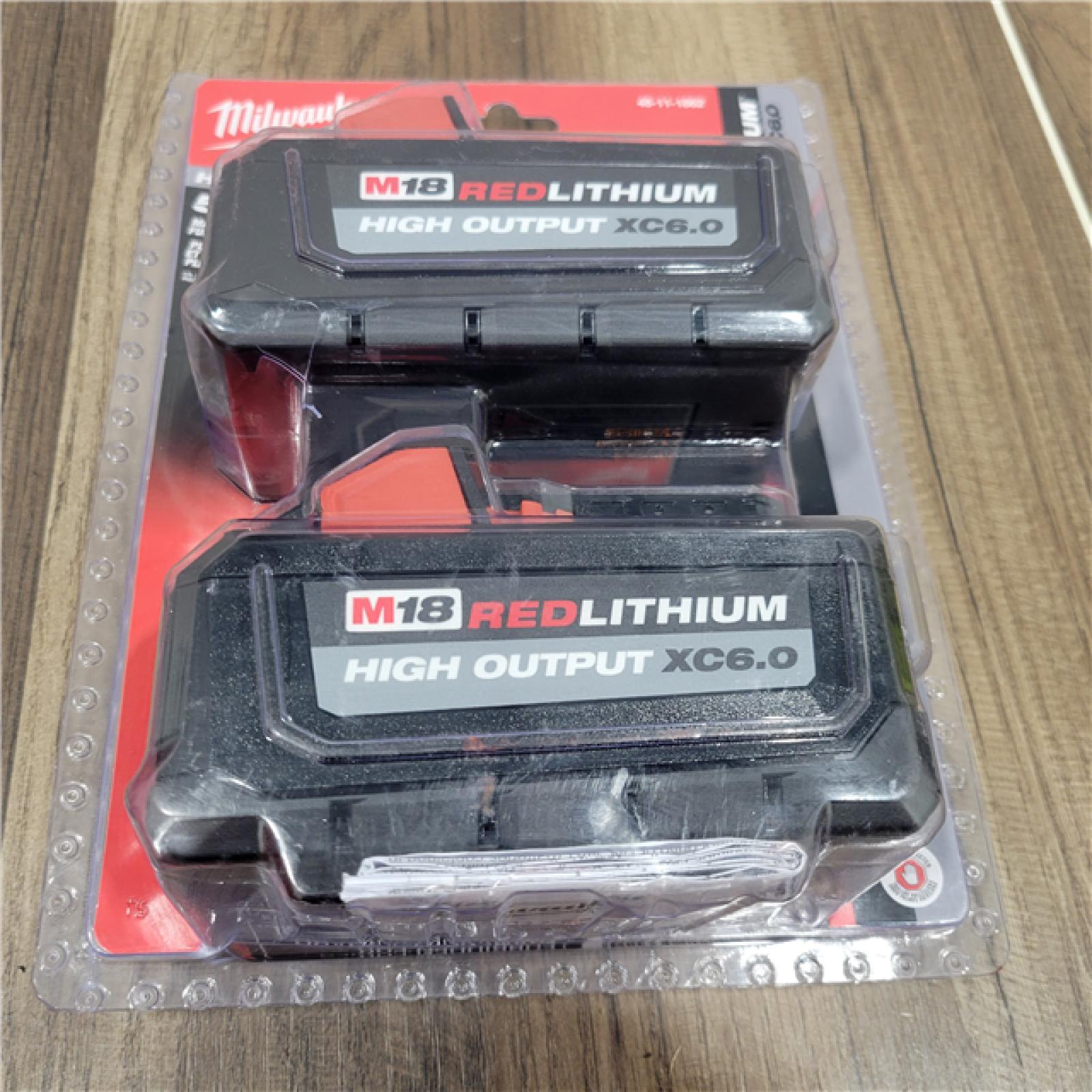 NEW! Milwaukee M18 18-Volt Lithium-Ion High Output 6.0Ah Battery Pack (2-Pack)