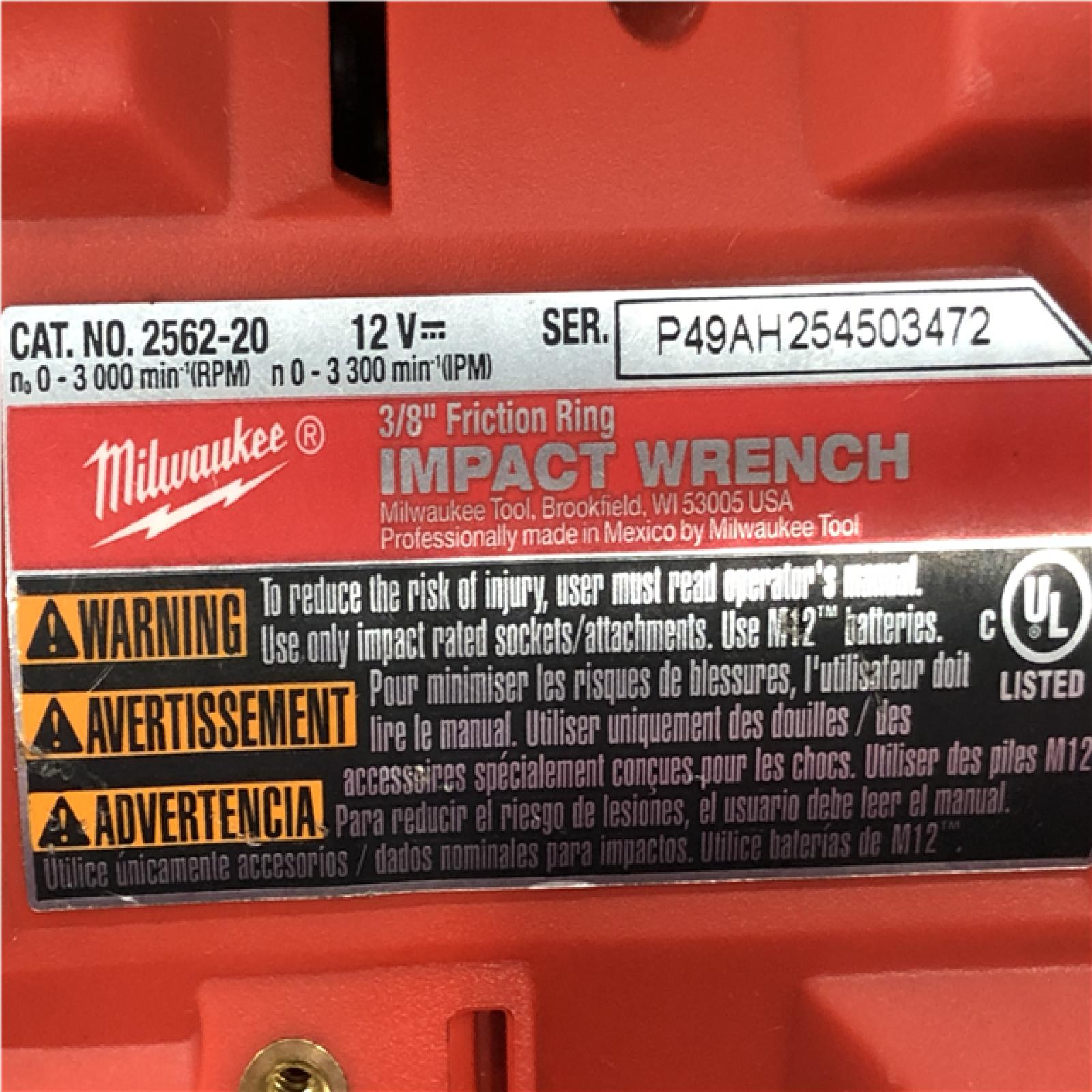 AS-IS Milwaukee FUEL 12V Lithium-Ion Brushless Cordless Stubby 3/8 in. Impact Wrench (Tool-Only)