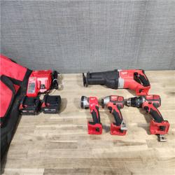 HOUSTON LOCATION - AS-IS MILWAUKEE 4 TOOL COMBO KIT W/ (2) BATTERY & CHARGER