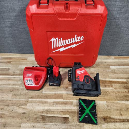 HOUSTON LOCATION - AS - IS Milwaukee 12-Volt Lithium-Ion Cordless Green 250 ft. 3-Plane Laser Level Kit