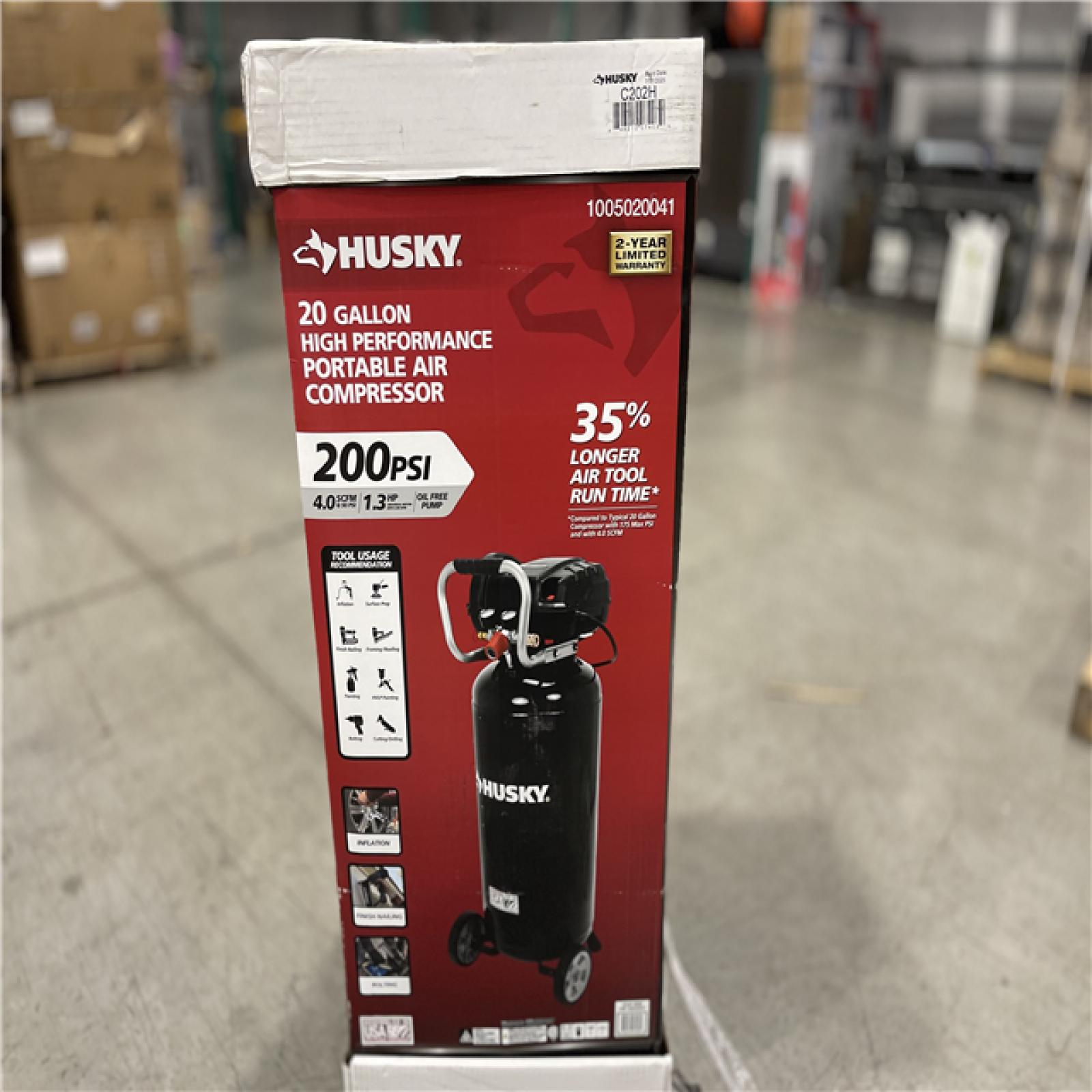 NEW! - Husky 20 Gal. 200 PSI Oil Free Portable Vertical Electric Air Compressor