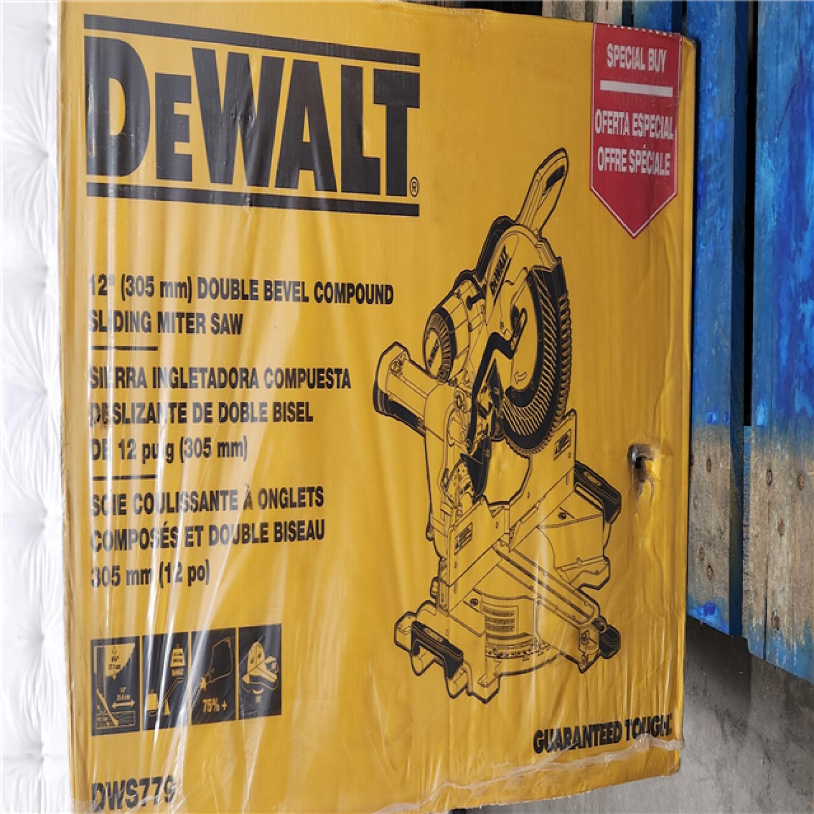 NEW- DEWALT 15 Amp Corded 12 in. Double Bevel Sliding Compound Miter Saw  Blade Wrench and Material Clamp