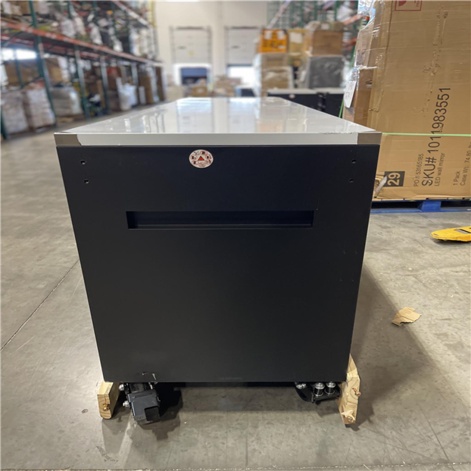 DALLAS LOCATION- AS-IS Husky 96 in. W x 24 in. D 16-Drawer Heavy-Duty Mobile Workbench with Stainless Steel Top in Matte Black