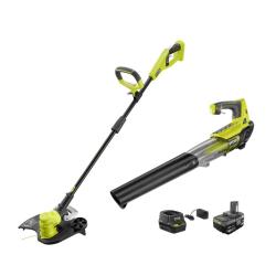 NEW! RYOBI ONE+ 18V Cordless Battery String Trimmer/Edger and Jet Fan Blower Combo Kit with 4.0 Ah Battery and Charger