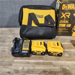 HOUSTON LOCATION - AS-IS DEWALT 20V MAX XR Hammer Drill and ATOMIC Impact Driver 2 Tool Cordless Combo Kit with (2) 4.0Ah Batteries, Charger, and Bag