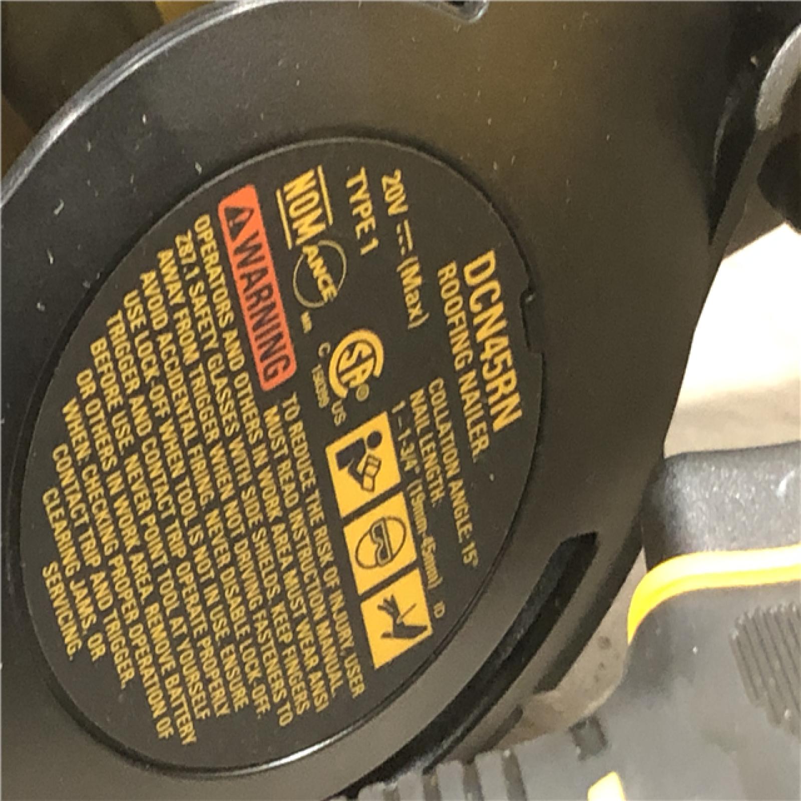 AS-IS DEWALT 20V MAX Lithium-Ion 15-Degree Electric Cordless Roofing Nailer Kit