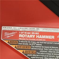 California NEW Milwaukee 1'3/4 SDS Max Rotary Hammer  Includes (2) Batteries  Charger & Hard Case