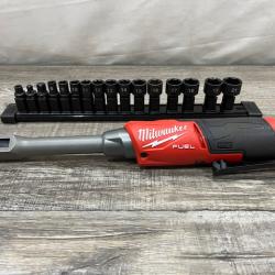 AS-IS Milwaukee FUEL 12V Lithium-Ion Brushless Cordless 1/4 in - 3/8 in Extended Ratchet (Tool-Only)