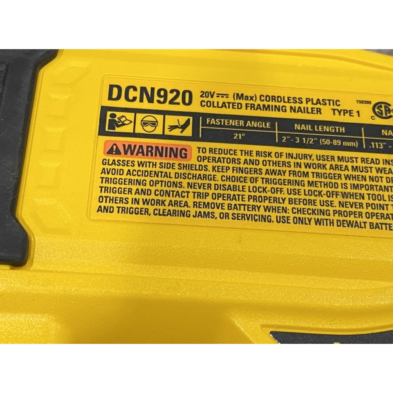 AS-IS DEWALT 20-Volt 21° Cordless Framing Nailer (Tool-Only)