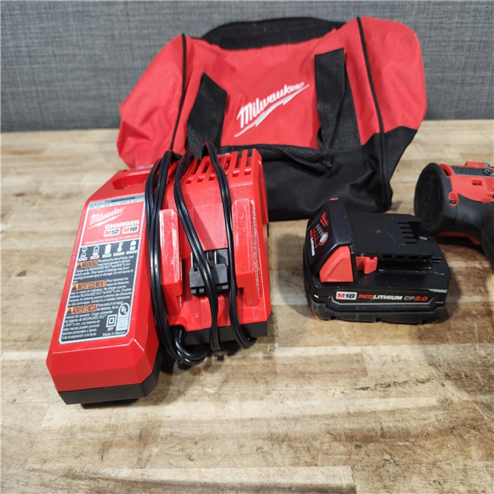 HOUSTON LOCATION - AS - IS Milwaukee 18V Lithium-Ion Brushless Cordless 1/2 in. Compact Drill/Driver with kit