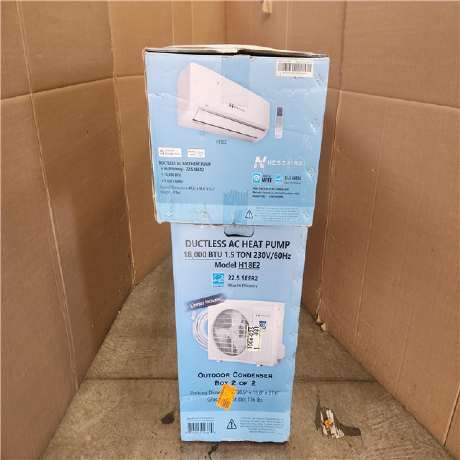 Phoenix NEW Hessaire DIY 21 SEER2 18 000 BTU WiFi 1.5-Ton Ductless Mini Split Air Conditioner  Heat Pump  Variable Speed Inverter-208V/230V (SEALED)