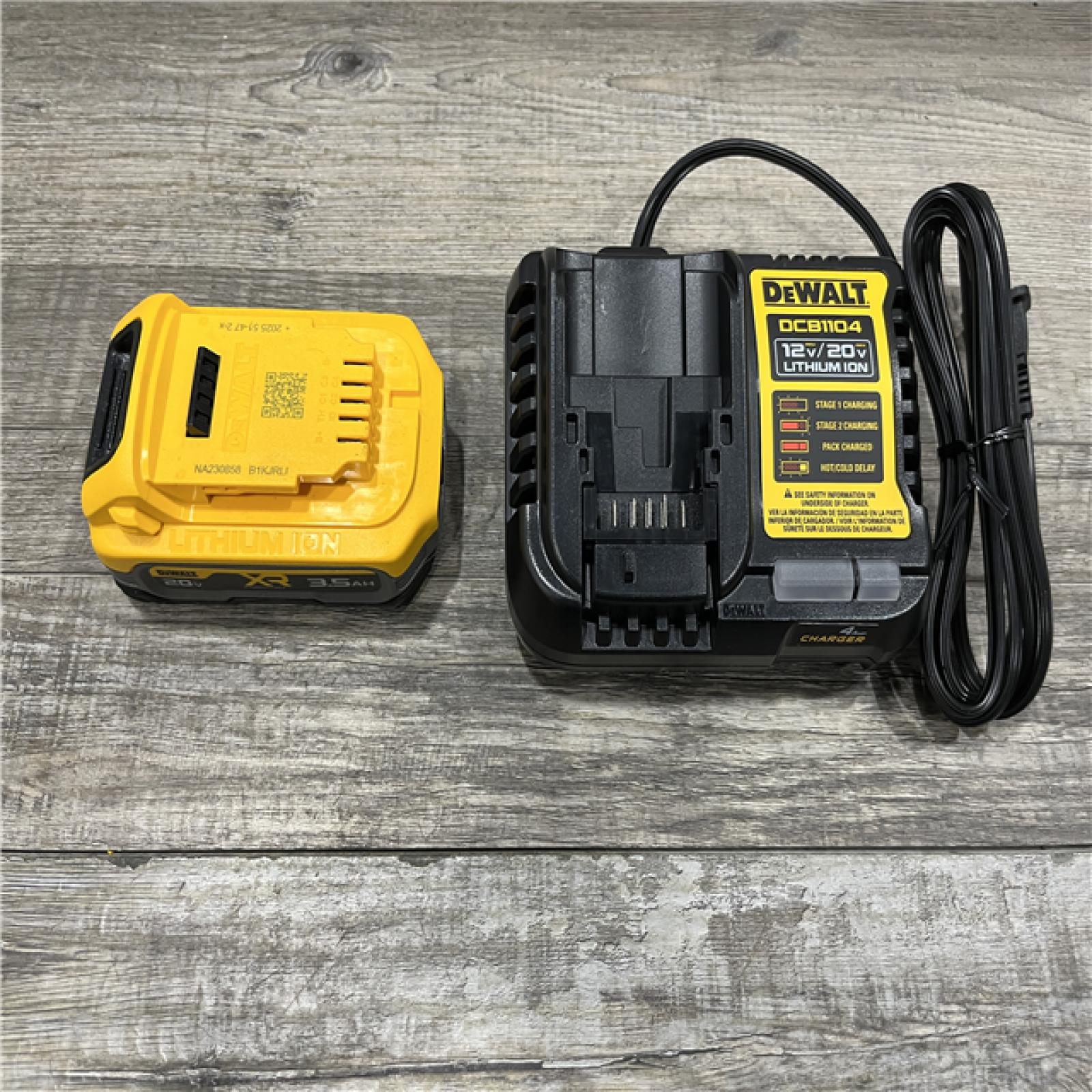 AS-IS DEWALT 20V MAX XR POWERSTACK Lithium-Ion Battery Starter Kit with 3.5Ah Battery and Charger