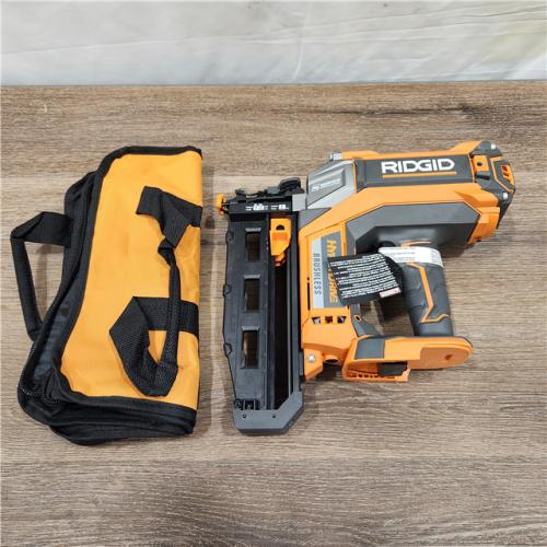 AS-IS RIDGID 18-Volt Cordless Brushless HYPERDRIVE 16-Gauge 2-1/2 in. Straight Finish Nailer(Tool Only), Belt Clip, Bag, Sample Nails