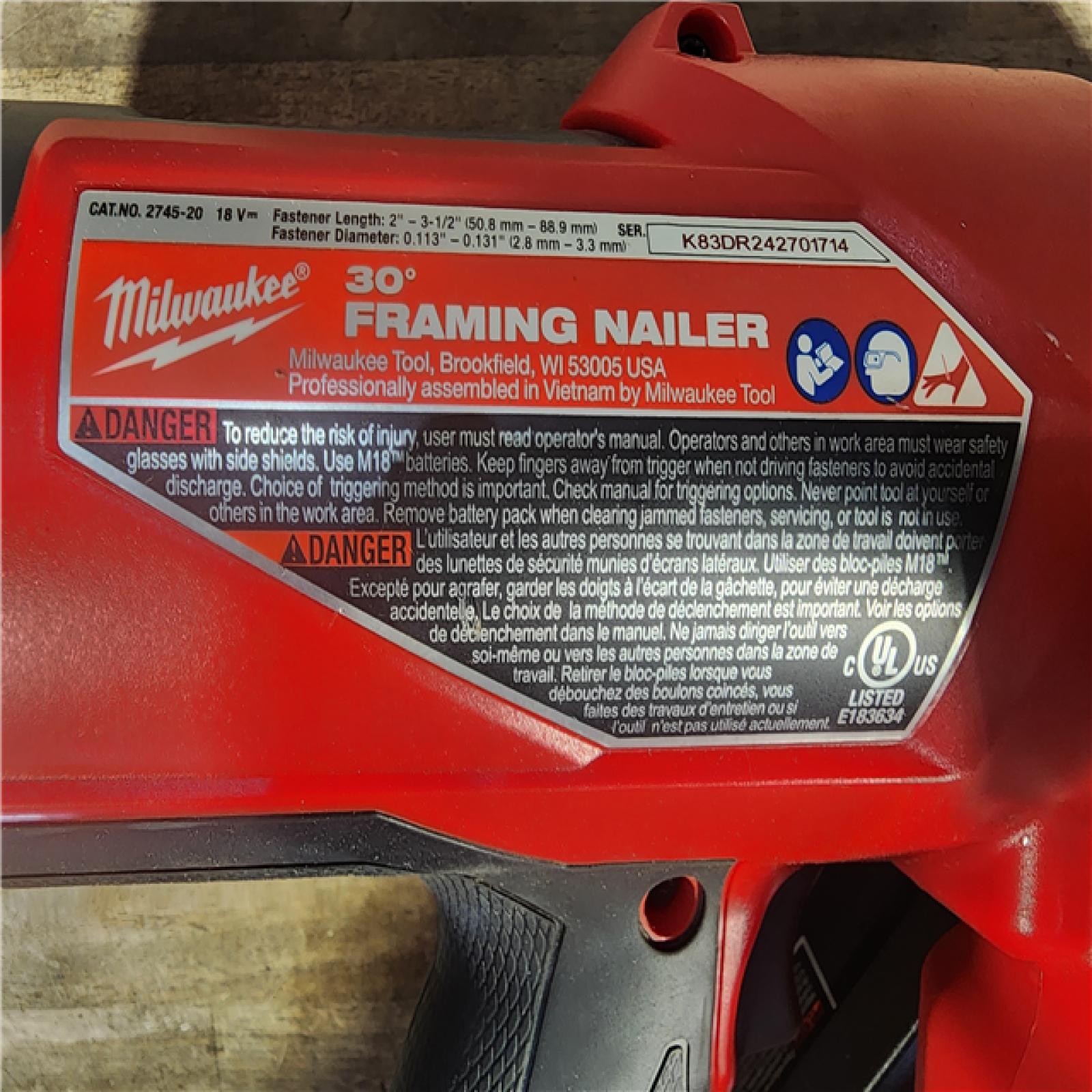 HOUSTON LOCATION - AS-IS M18 FUEL 3-1/2 in. 18-Volt 30-Degree Lithium-Ion Brushless Cordless Framing Nailer (Tool-Only)