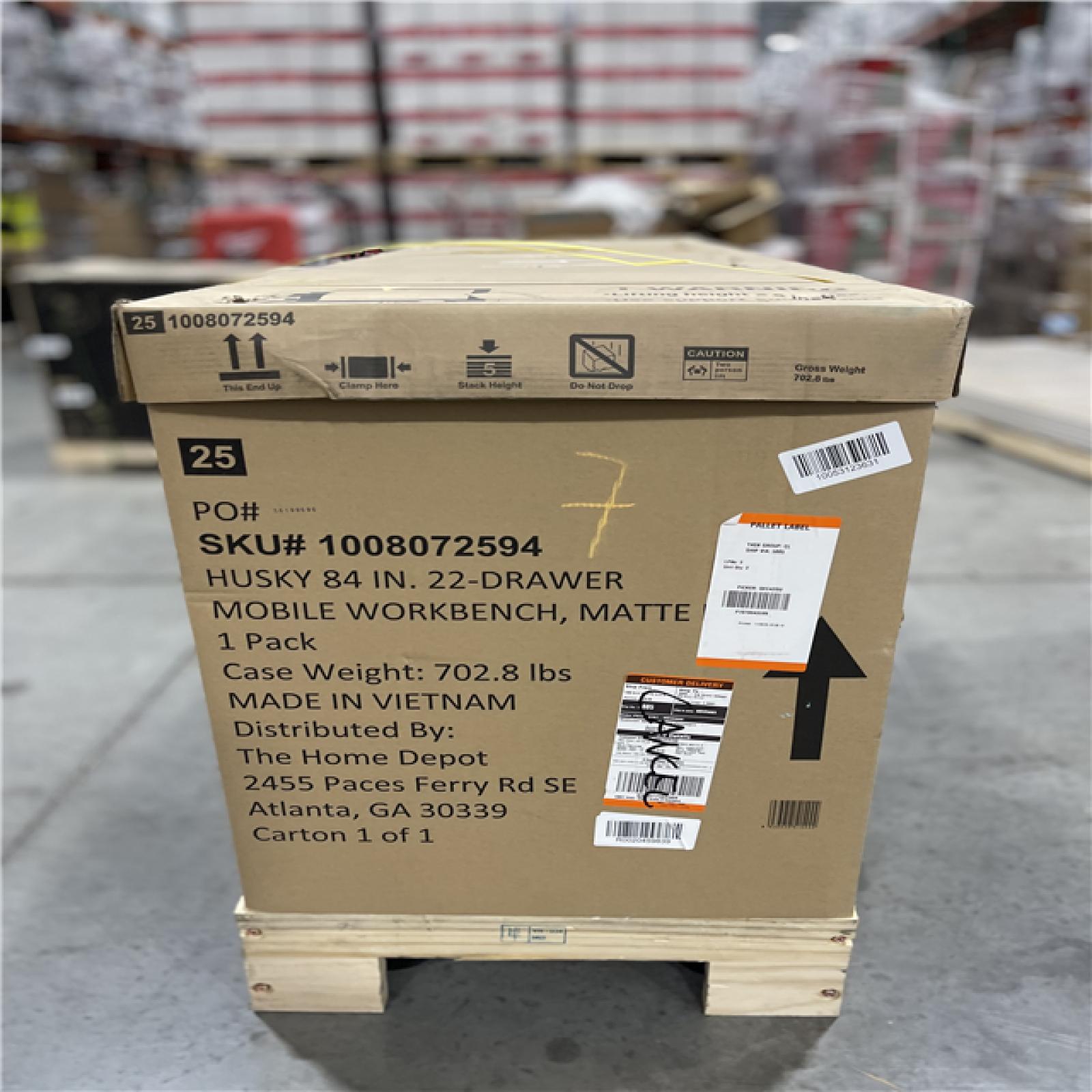 DALLAS LOCATION- NEW!- Husky Tool Storage Heavy Duty 84 in. W x 24 in. D Matte Blue Mobile Workbench Cabinet