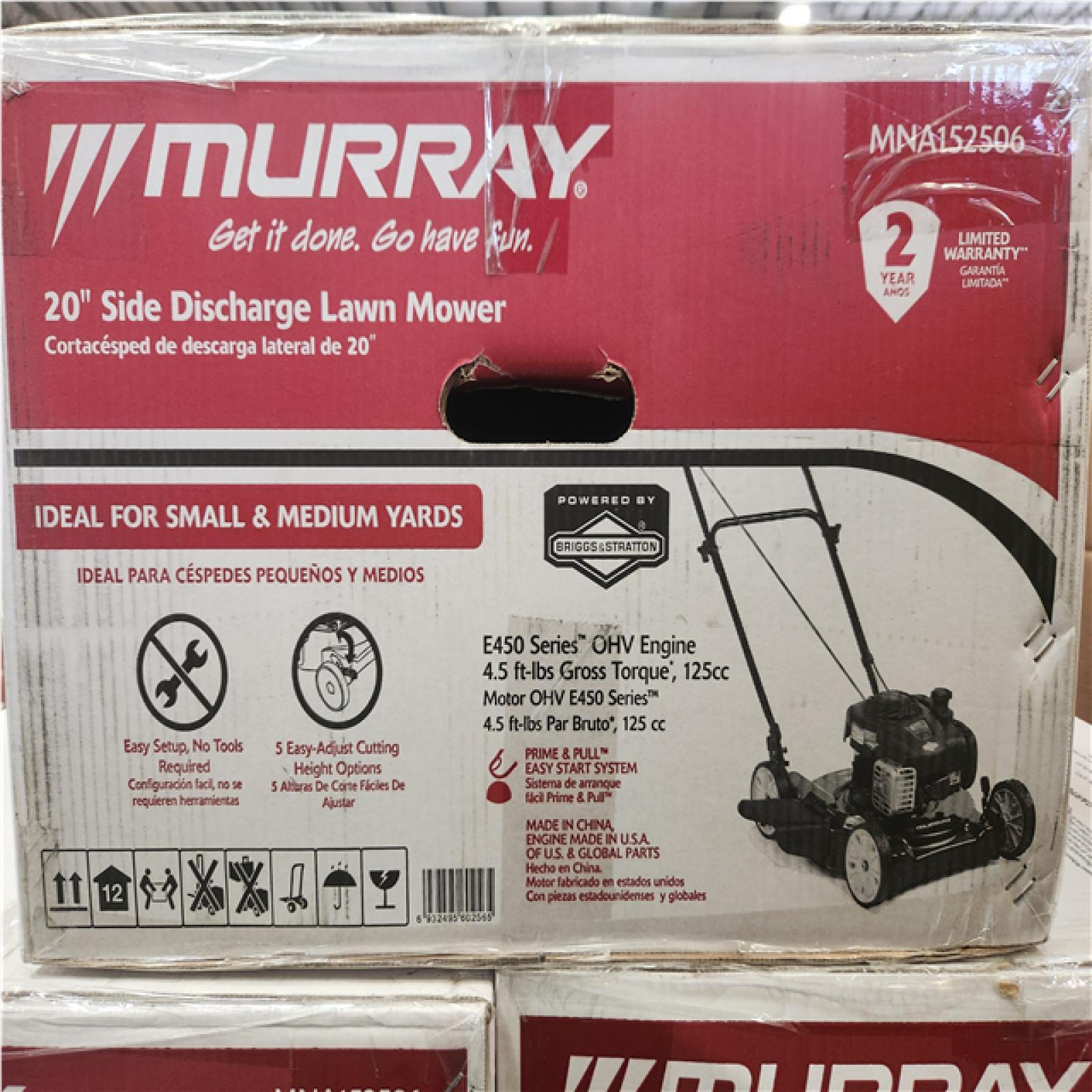 Phoenix NEW Pallet of Murray 20 in. 125 cc Briggs & Stratton Walk Behind Gas Push Lawn Mower with 4 Wheel Height Adjustment and Prime 'N Pull Start