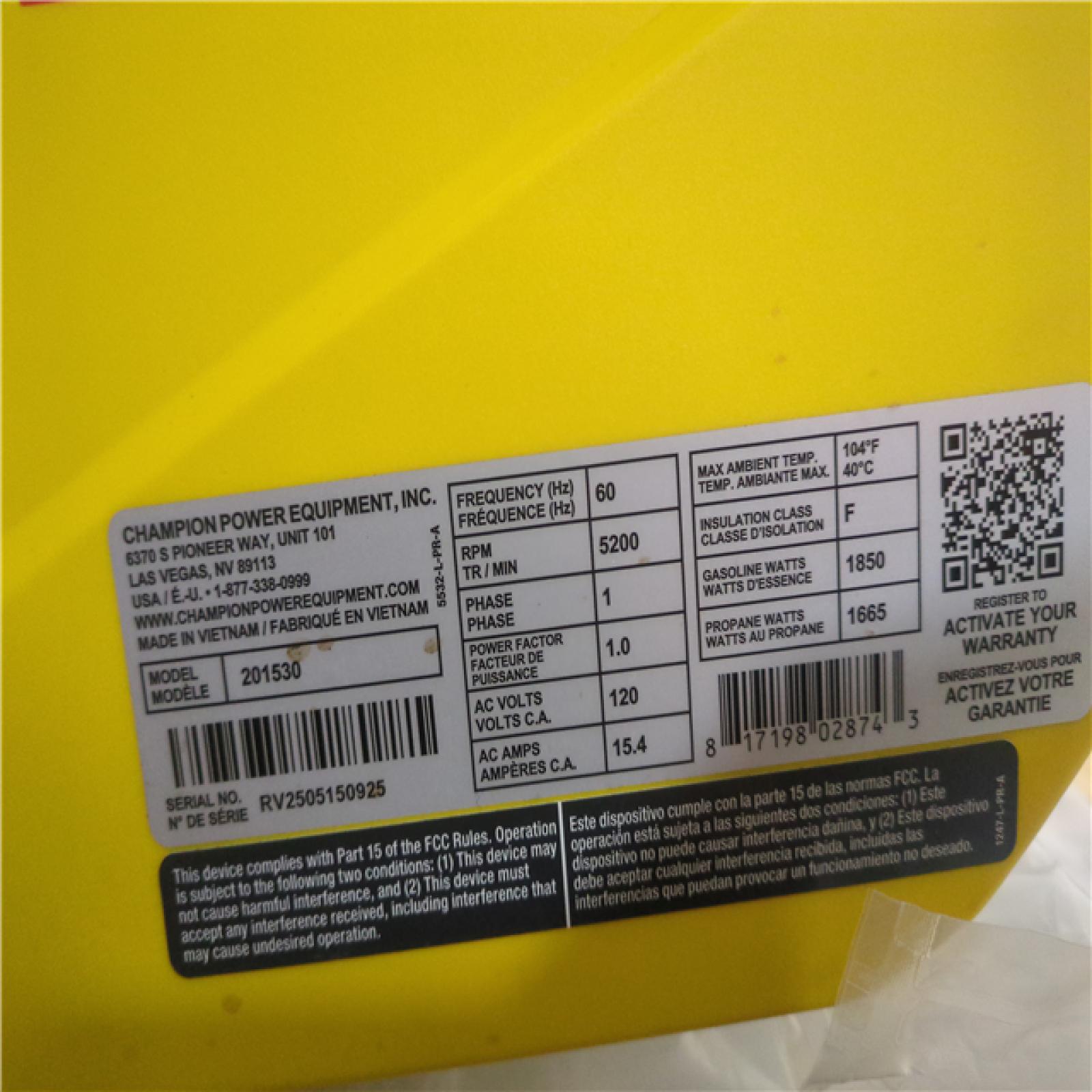 CALIFORNIA AS-IS CHAMPION PORTABLE POWER GENERATOR