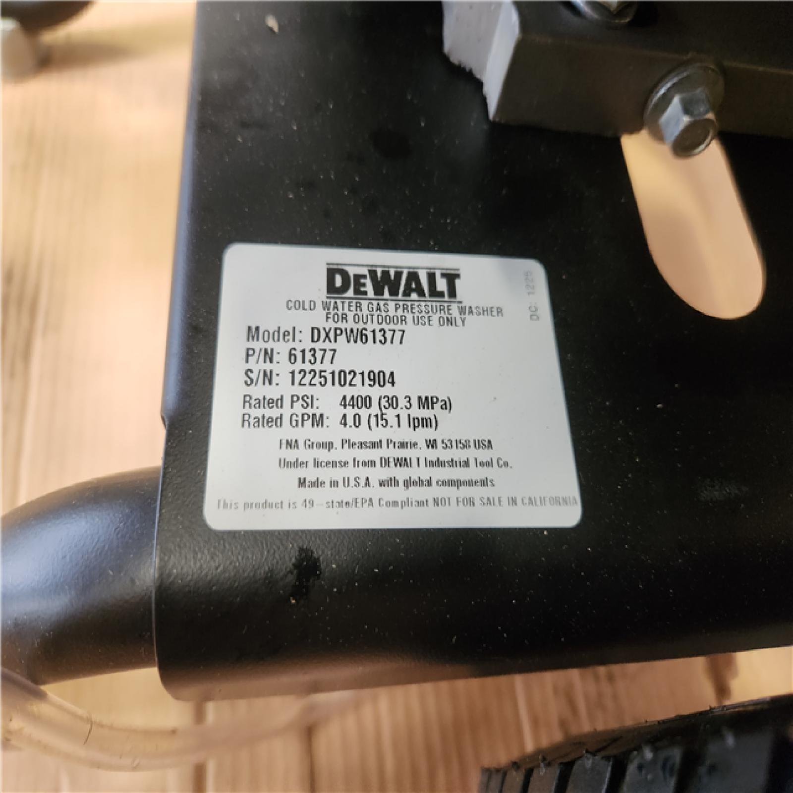 Phoenix AS-IS DEWALT 4400 PSI 4.0 GPM Gas Pressure Washer with 420cc Engine  Triplex Pump  Commercial Cold Water Power Washer