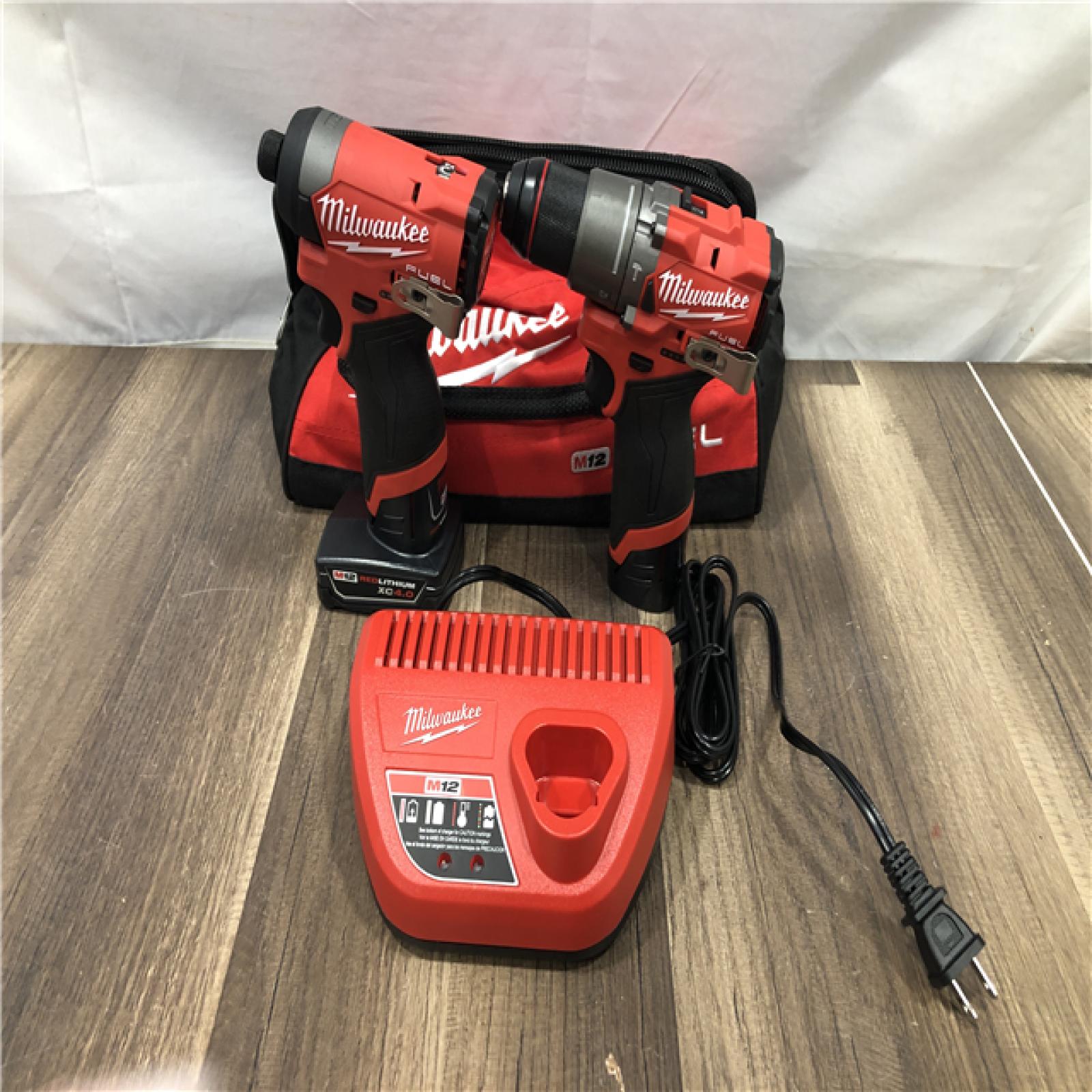 AS-IS Milwaukee FUEL 12-Volt Lithium-Ion Brushless Cordless Hammer Drill and Impact Driver Combo Kit