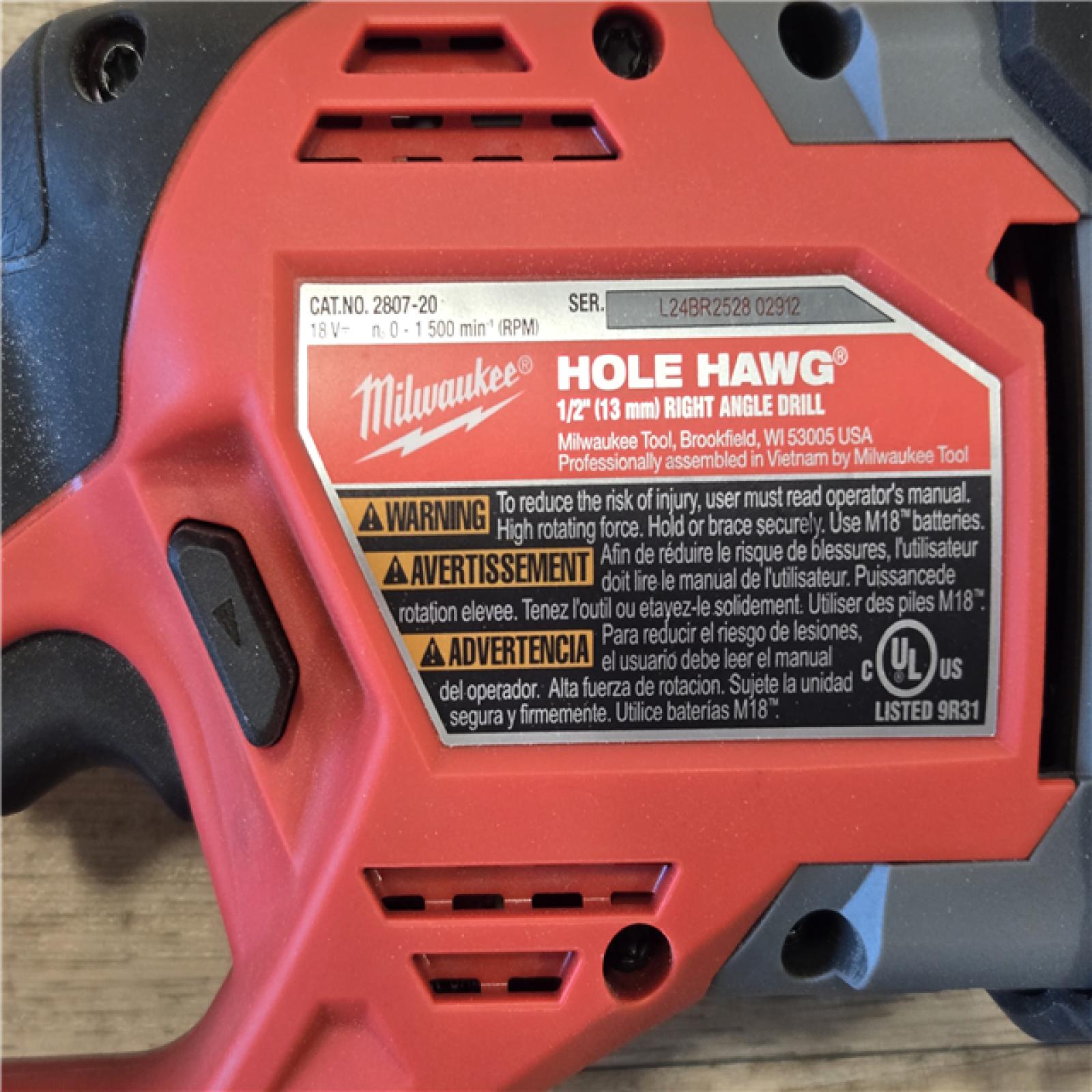 AS IS- Milwaukee FUEL GEN II 18V Lithium-Ion Brushless Cordless 1/2 in. Hole Hawg Right Angle Drill (Tool-Only)