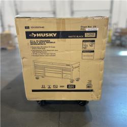 DALLAS LOCATION- AS-IS HUSKY 61 in. W x 22 in. D 15-Drawer Matte Black Mobile Workbench Cabinet with Solid Wood Top
