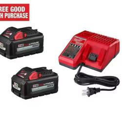 LIKE NEW! Milwaukee M18 18-Volt Lithium-Ion High Output Starter Kit with Two 6.0 Ah Battery and Charger